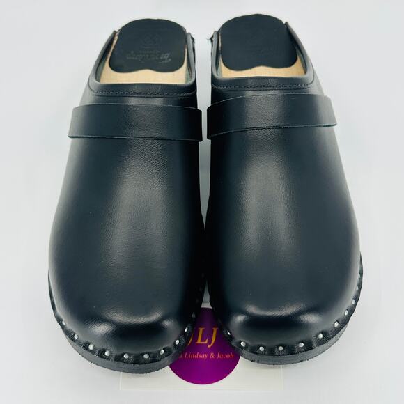Troentorp Women's Smithy Black Leather Slip On Swedish Clogs Size 38 EU/ 8 US - Picture 3 of 12